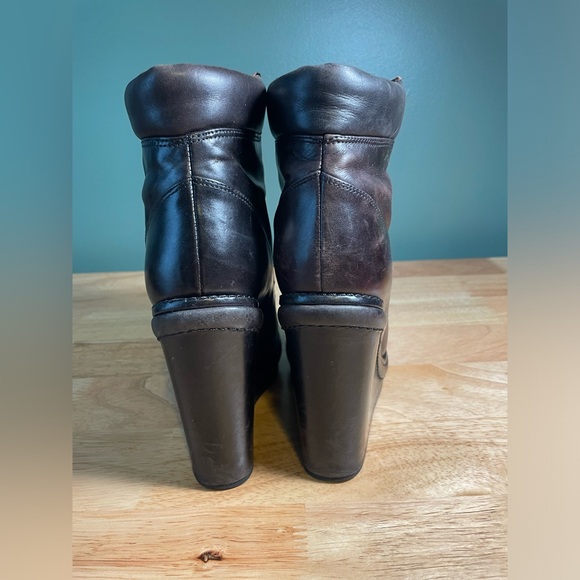 Marc by Marc Jacobs Lace Wedge Shoes Black Leather Platform bootie - Picture 2 of 7